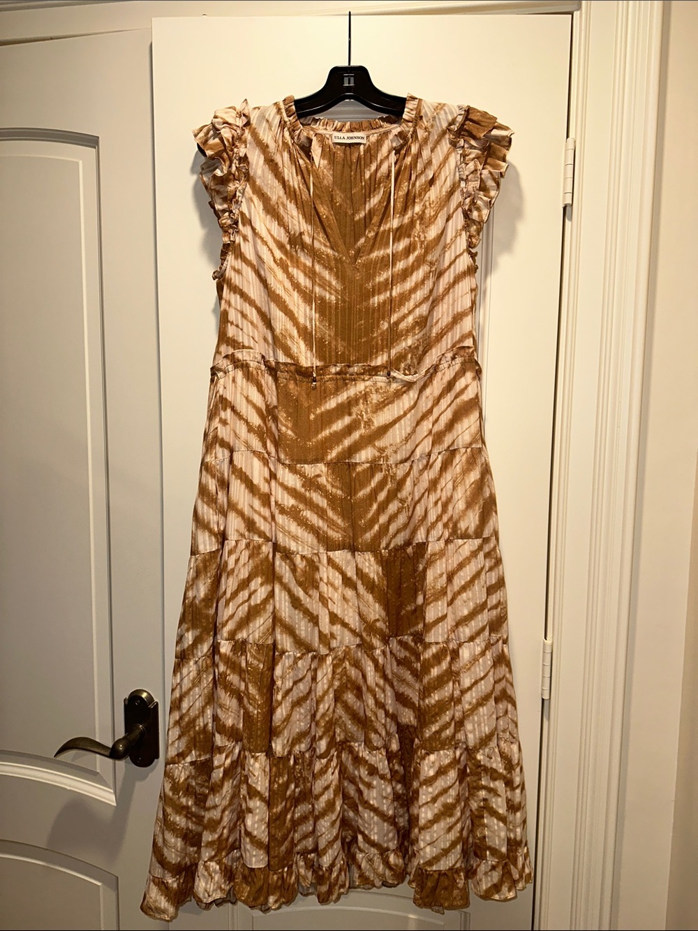 Ulla Johnson Tan and Cream Tie-Dye Maxi Dress